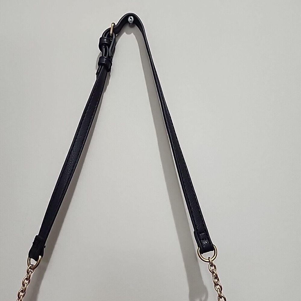 Sole Society Black Crossbody Bag Faux‎ Leather Suede Flap Gold Chain - Picture 3 of 9